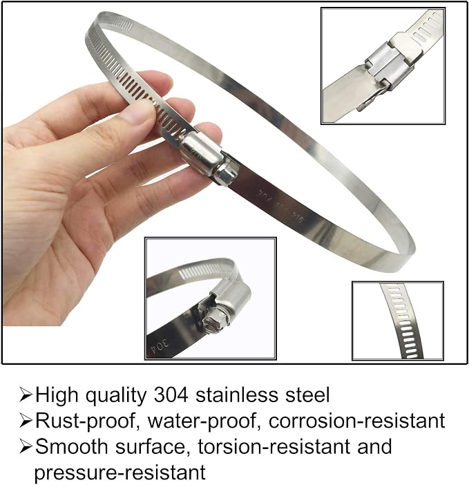 6 Inch Adjustable 304 Stainless Steel Duct Clamps Hose Clamp | Hose Clamp Pipe - Image 2