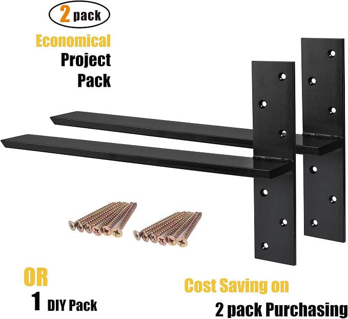 Free Hanging T Shelf Bracket, Solid Heavy Duty Steel Knee Wall Hidden Granite - Image 2