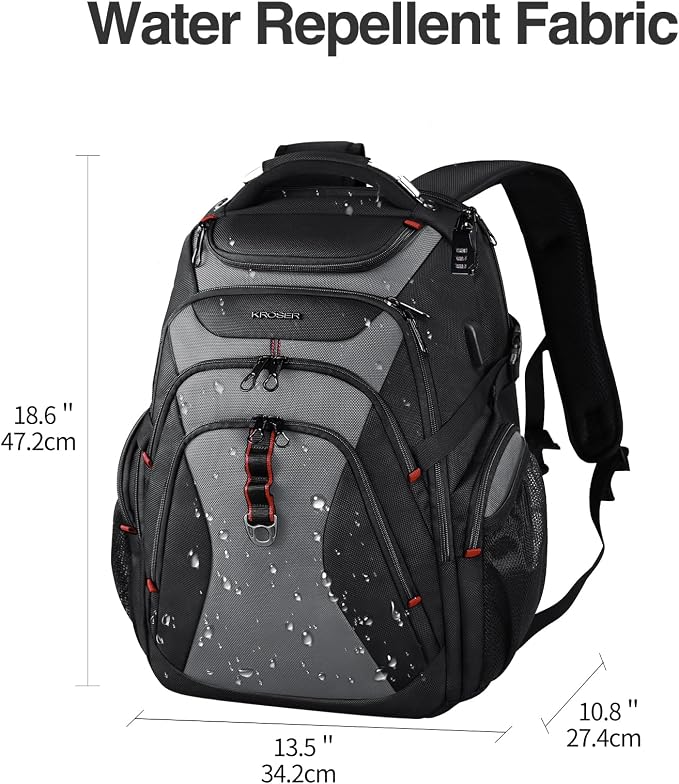 KROSER Travel Laptop Backpack 17.3 Inch XL Computer Backpack - Image 2