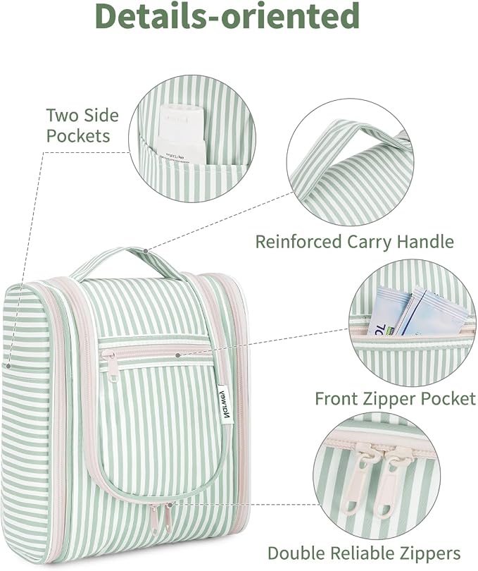 Narwey Small Striped Hanging Travel Toiletry Bag - Image 6