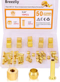 1/4 Inch OD Brass Compression Insert, Sleeve Ferrule, Nut 50PCS by Breezliy