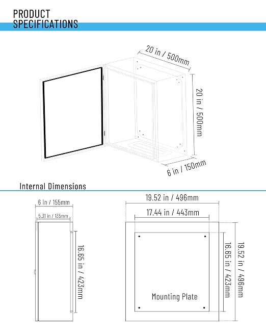 Waterproof Electrical Enclosure 20 x 20 x 6'', Outdoor Electrical Box - Image 2
