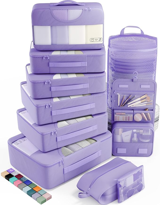 Veken 10 Set Packing Cubes for Travel Essential, Suitcase Organizer Bags in 4 by Veken