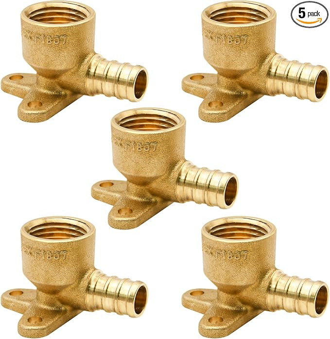 5 Pack Drop Ear Elbow Fittings, PEX 1/2" x 1/2" NPT Female Threaded Adapter by RUBY.Q