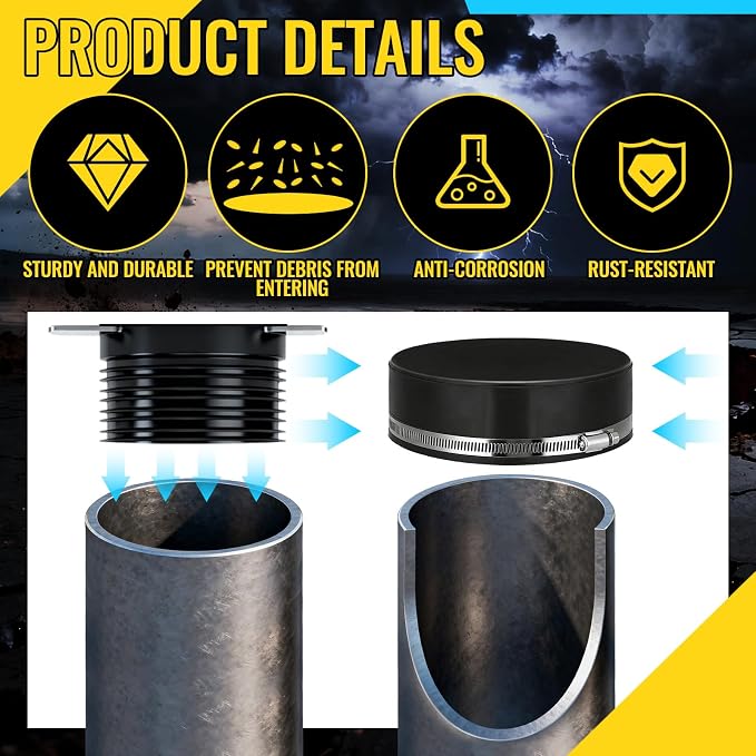 3 Pack 6 Inch Flexible PVC Pipe Cap - Image 4