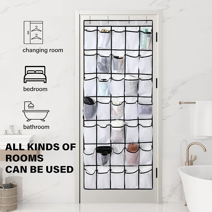 35Large Pockets Over The Door Shoe Organizer, Mesh Pockets Shoe Holder Rack - Image 5