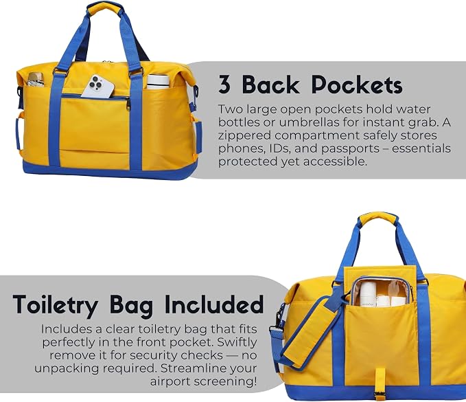 SUNNY BIRD Duffel with Utility Pouch, 40L Weekender Overnight Bag with Shoe - Image 5