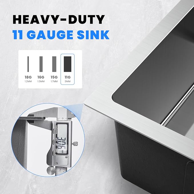 POPFLY 20×17 Inch Undermount Kitchen Sink, Small Wet Bar Prep Sink, 18 Gauge - Image 3