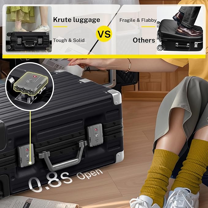 Krute Carry On Luggage 20 inch Aluminum Frame Suitcase - Image 7