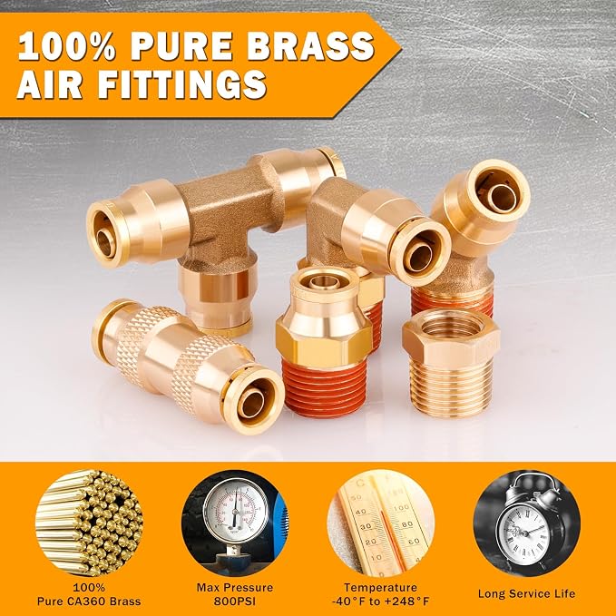 56 Pcs Brass DOT Air Line Fittings kit - Image 6
