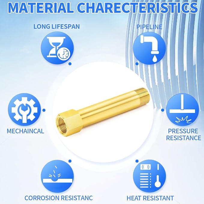 ChillWaves Brass Pipe Fitting, Long Nipple Pipe 1" NPT Male x 1" NPT Female - Image 5