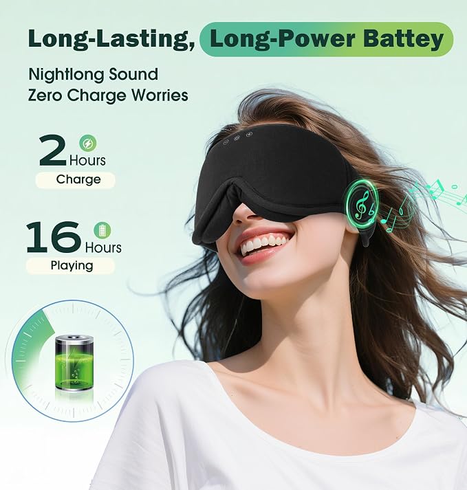 Sleep Mask with Headphones Bluetooth 5.4，LC-dolida 2025 New 3D Bluetooth Sleep - Image 4