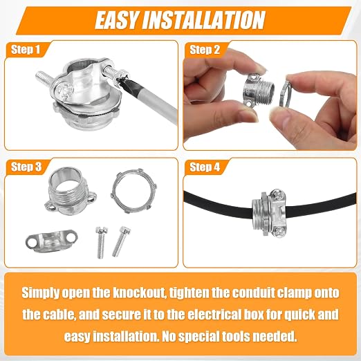 100 PCS 1/2" Clamp Type Cable Connectors - Image 4