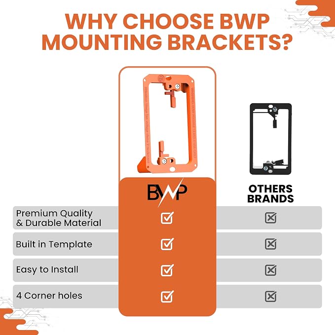 BWP Low Voltage Mounting Bracket 1 Gang, 10 Pack - Image 6