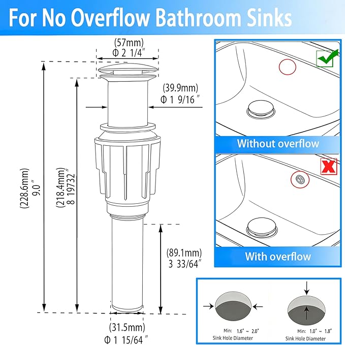 bathroom sink drain pipe without overflow - Image 2