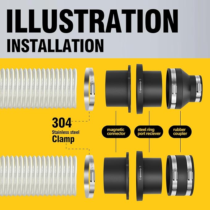 Magnetic dust collector kit for 4-inch shop vacuum hoses，2pcs | One-to-Multi - Image 9