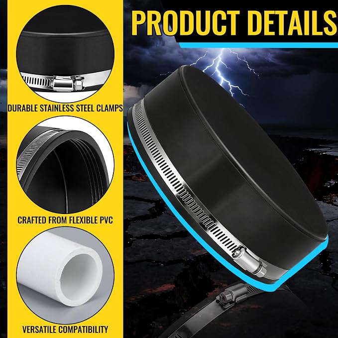 3 Pack 6 Inch Flexible PVC Pipe Cap - Image 3