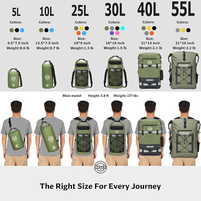 STOVER 5/10/25/30/40/55L Waterproof Backpack- Floating Dry Bag - Image 2