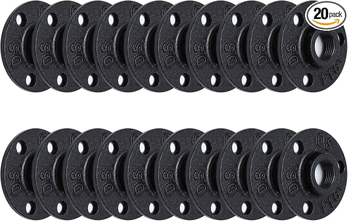 1/2" Antirust Black Floor Flange, 20 Pack Malleable iron Pipe Fittings by HomeTZH