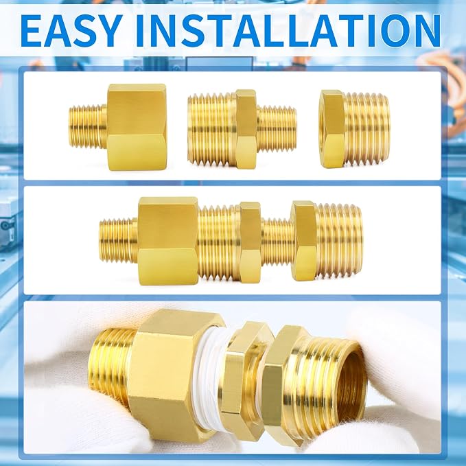 ChillWaves Brass Pipe Fitting Extension Adapter 3/8" NPT Female x 3/8" NPT Male - Image 7
