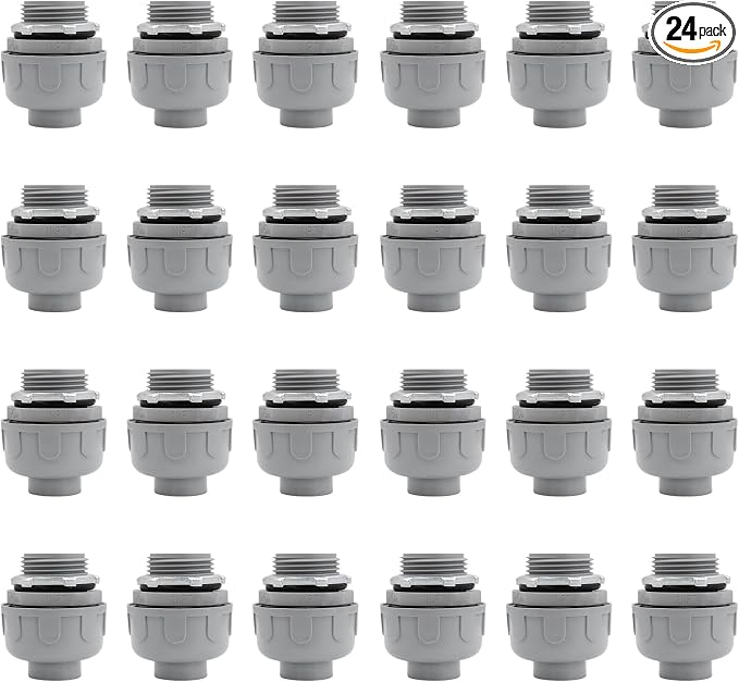 1 inch Liquid Tight Connector PVC Flexible Conduit Connector, Straight 180 by Wocloer