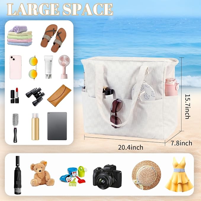 LEDAOU Beach Bag Waterproof Sandproof Women Tote Bag Pool Bag - Image 4