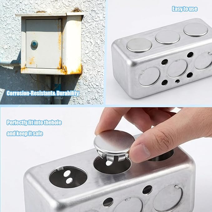 12PCS 3/4'' Seal Electrical Box Knockout, Knockout Plugs Round Steel Removable - Image 5