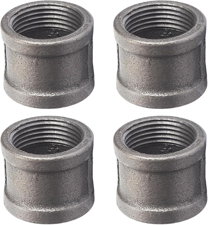Black Cast Iron Pipe Coupling Fittings, 3/4 Inch Female Thread Connectors by SNGSPKPipeFittings