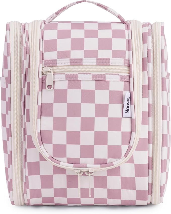 Narwey Small Checkered Hanging Travel Toiletry Bag by Narwey