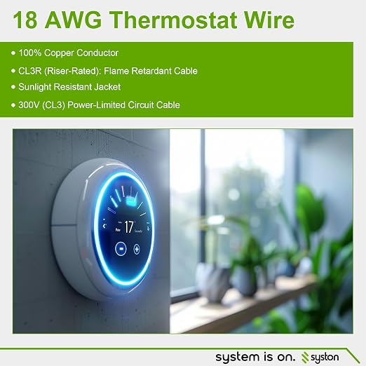 Syston 18/6 Thermostat HVAC Cable Wire, 100% Solid Copper, Riser/CL3R/CMR | 18 - Image 7
