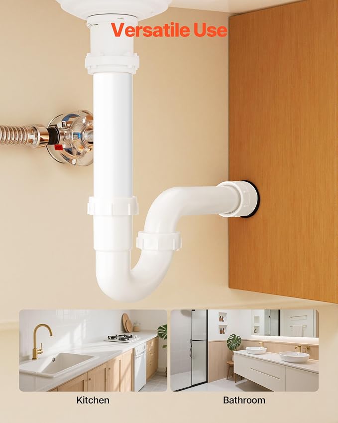 VEVOR P-Trap, 1-1/2 Inch P Trap Sink Drain Pipe Kit - Image 6