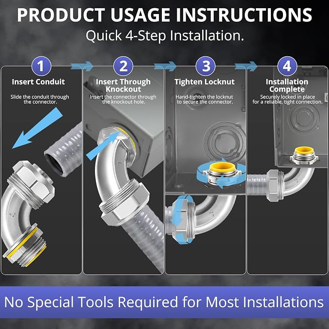 1" Liquid Tight Connector 90 Degree, corrosion resistant, 90° elbow, watertight - Image 5