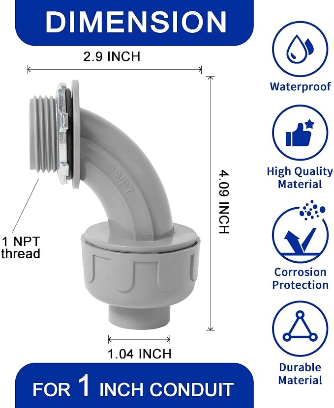 Yariwiz 1 Inch PVC Electrical Conduit Fitting Plastic Liquid Tight Conduit - Image 3