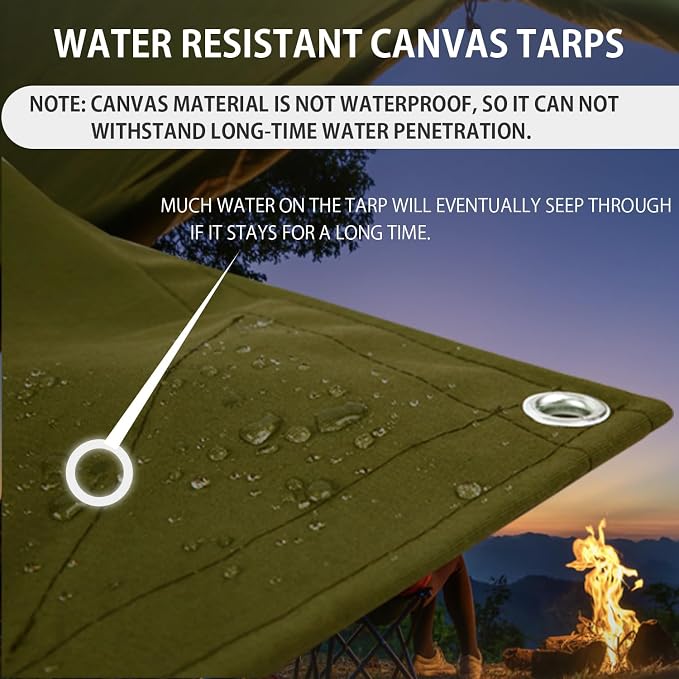 FoundGo Canvas Tarp 8'*10' Heavy Duty Waterproof Tarps - Image 4