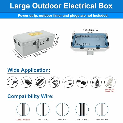 Grey Outdoor Electrical Box Waterproof, Medium Weatherproof | 10.3 x 5.9 x 3.7 - Image 6