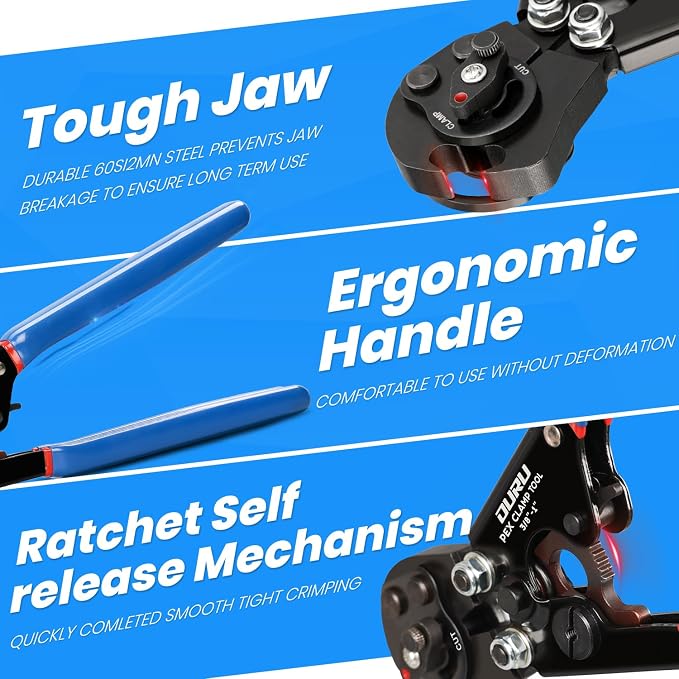 OURU PEX Crimping Tool, Cinch & Remove Combo Function PEX crimper, 3/8" to 1" | - Image 5