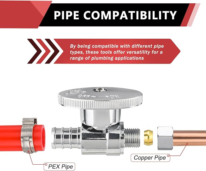 10PCS Efield Straight Stop Valve, 1/2" Barb Crimp Pex x 3/8"OD Compression | - Image 4