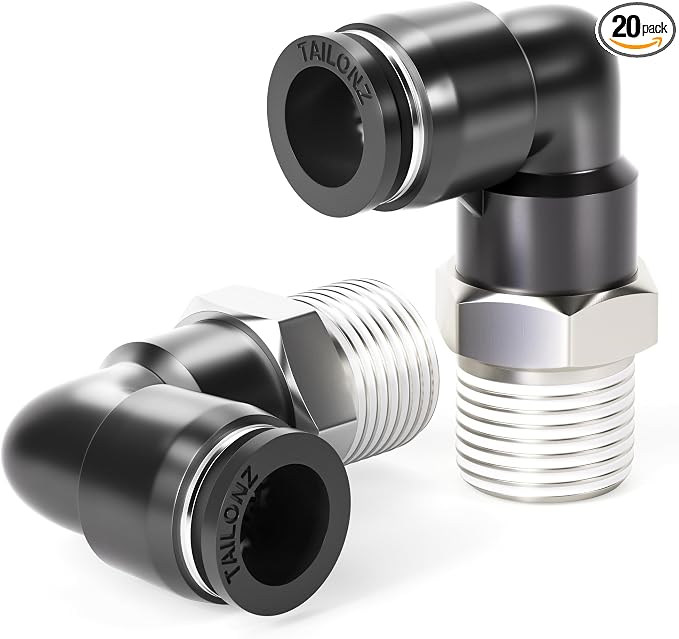 TAILONZ 3/8" x 3/8" NPT Push to Connect Elbow Fitting 20pcs | Copper&Plastic by TAILONZPNEUMATIC