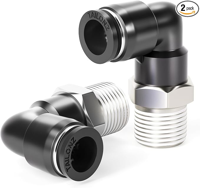 TAILONZ 10mm x 3/8" NPT Push to Connect Elbow Fitting 2pcs | Copper&Plastic by TAILONZPNEUMATIC