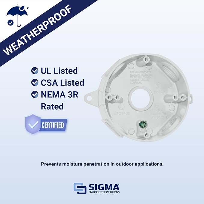 SIGMA ENGINEERED SOLUTIONS 143854 Round Metal Electrical Outlet Box, - Image 2