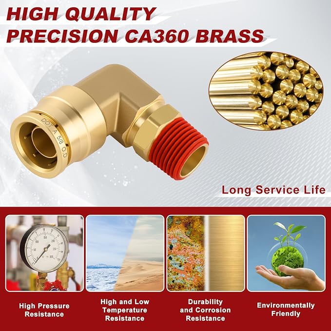90° Swivel Male Elbow, 5/8" Tube x 3/8" NPT, DOT Approved 5PCS | - Image 2