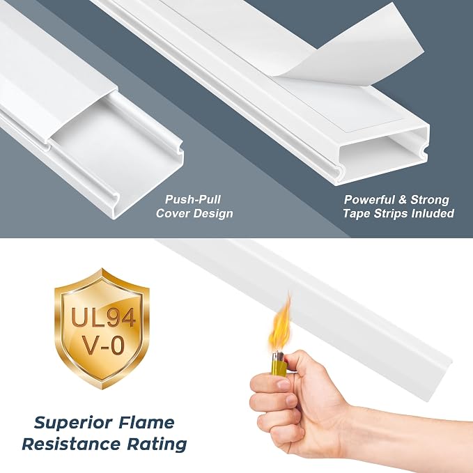 PVC Cord Hider Cable Management Wall, 62.8in TV Cable Hider | Paintable Cable - Image 5