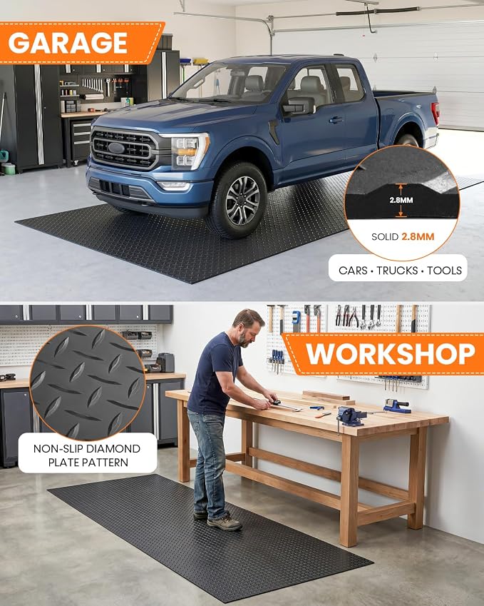 SEAL 4 x 20 FT Premium Garage Floor Mat, Solid 2.8mm Thick Lay-Flat Black - Image 3