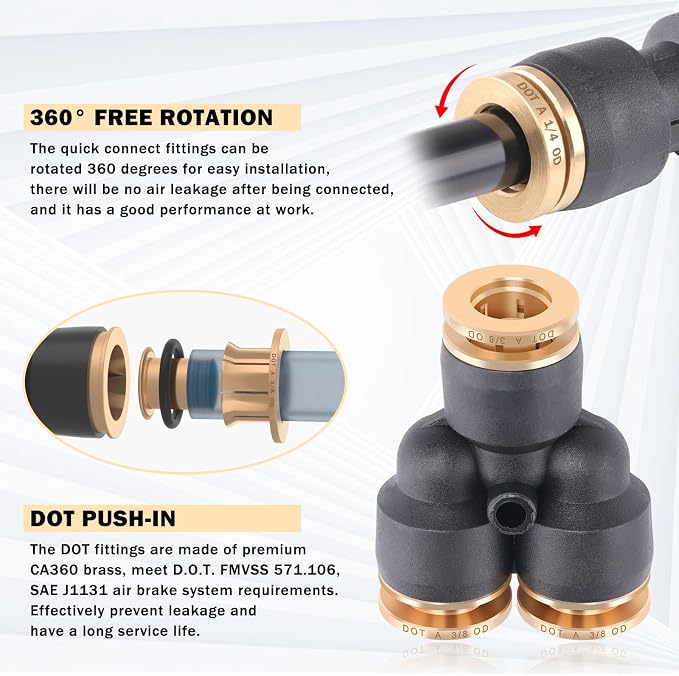 CheeMuii 31 PCS DOT Air Line Fittings Kit 1/4 3/8 Quick Connect Air Fitting | - Image 4