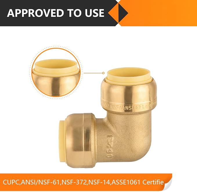 200PC HeSun 1/2" x 1/2" Push-fit 90 Degree Elbow | Brass Push-to-Connect - Image 4