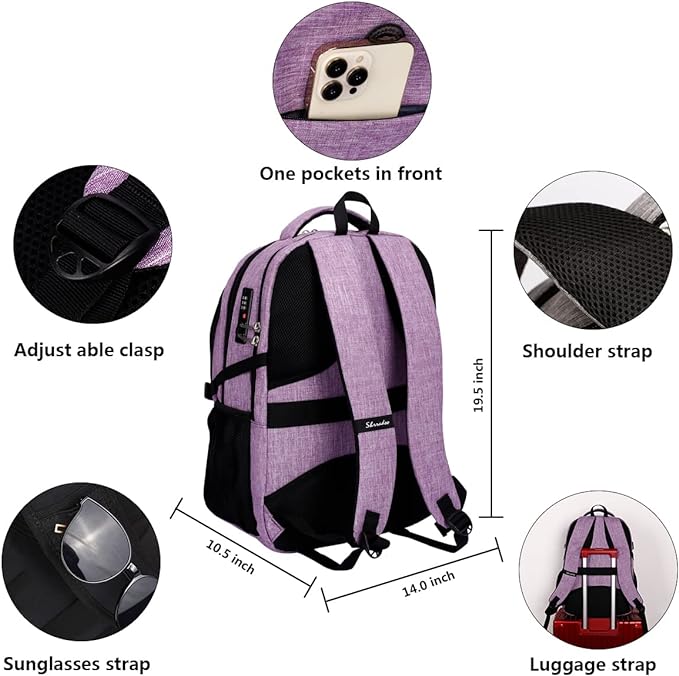 SHRRADOO Anti Theft Laptop Backpack Travel Backpacks - Image 5