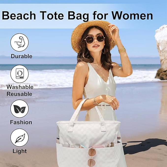 LEDAOU Beach Bag Waterproof Sandproof Women Tote Bag Pool Bag - Image 6