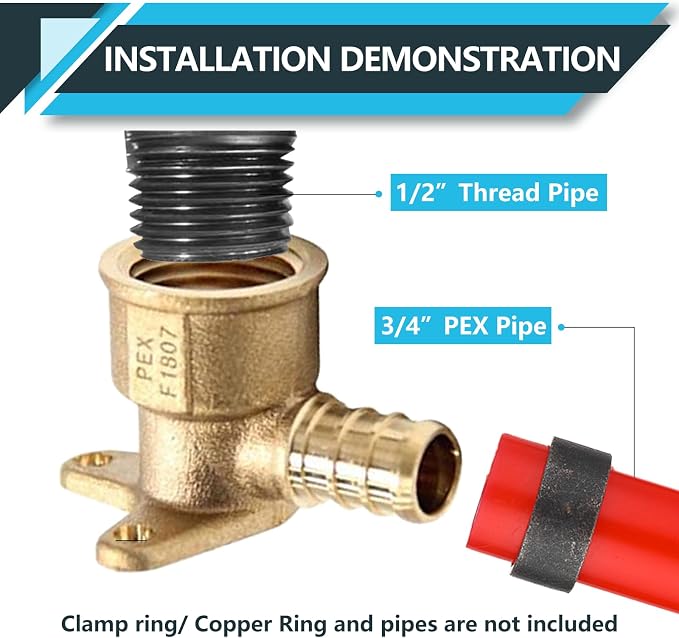 20Pack Seelink PEX Fittings, 1/2" PEX x 1/2" Female NPT Drop Ear Elbow | PEX - Image 4