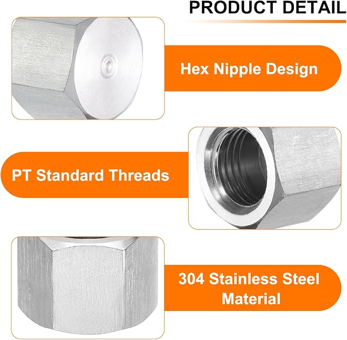 uxcell 2pcs Hex End Cap 304 Stainless Steel Nut - Image 3