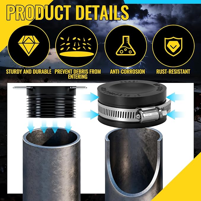 12 Pack 2 Inch Flexible PVC Pipe Cap - Image 4